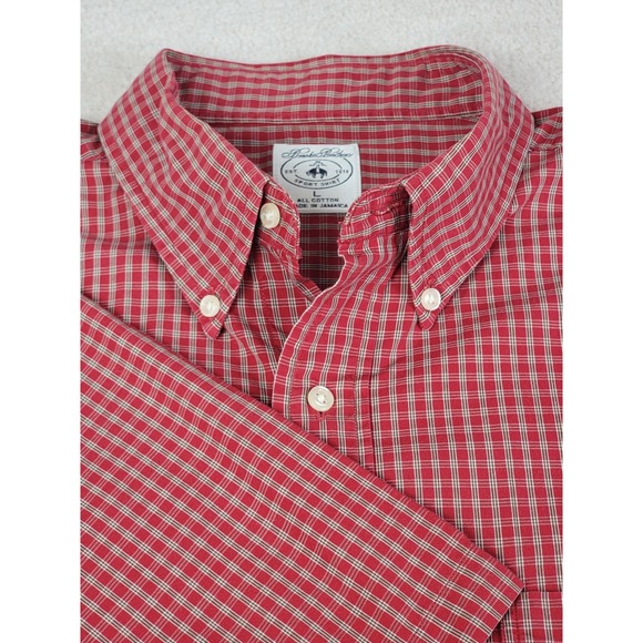 Brooks Brothers Other - Brooks Brothers Mens Large Red Check Short Sleeve Sport Shirt Cotton Button Down